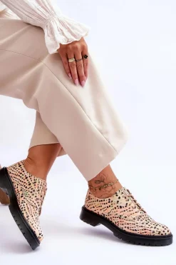 Półbuty Skórzane></noscript>Maciejka Damskie Skórzane Półbuty Oxfordy 04087-18 Pomarańczowo-Czarne Pomarańczowy