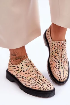 Półbuty Skórzane></noscript>Maciejka Damskie Skórzane Półbuty Oxfordy 04087-18 Pomarańczowo-Czarne Pomarańczowy