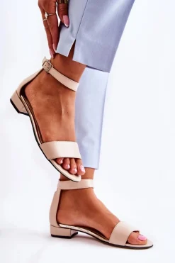 Sandały Na Obcasie>Boto Damskie Skórzane Sandałki Beżowe Shanley