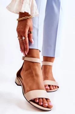 Sandały Na Obcasie>Boto Damskie Skórzane Sandałki Beżowe Shanley