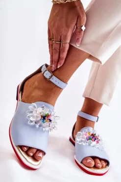 Sandały Płaskie><noscript><img width=