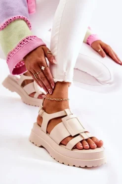 Sandały Płaskie><noscript><img width=