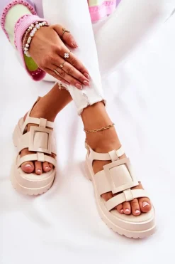 Sandały Płaskie><noscript><img width=