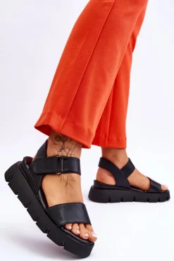 Best Buty damskie Vinceza Damskie Skórzane Sandały Na Platformie Czarne Katte