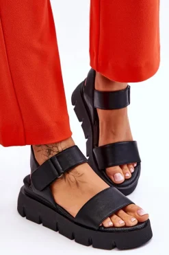 Best Buty damskie Vinceza Damskie Skórzane Sandały Na Platformie Czarne Katte