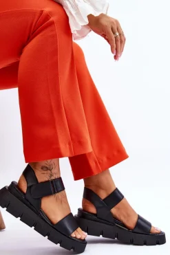 Best Buty damskie Vinceza Damskie Skórzane Sandały Na Platformie Czarne Katte