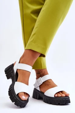 Best Buty damskie Vinceza Damskie Skórzane Sandały Na Płaskim Obcasie Białe Dean