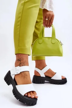 Best Buty damskie Vinceza Damskie Skórzane Sandały Na Płaskim Obcasie Białe Dean