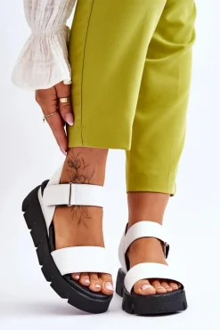 Sandały Na Koturnie>Buty damskie Vinceza Damskie Skórzane Sandały Na Platformie Białe Katte