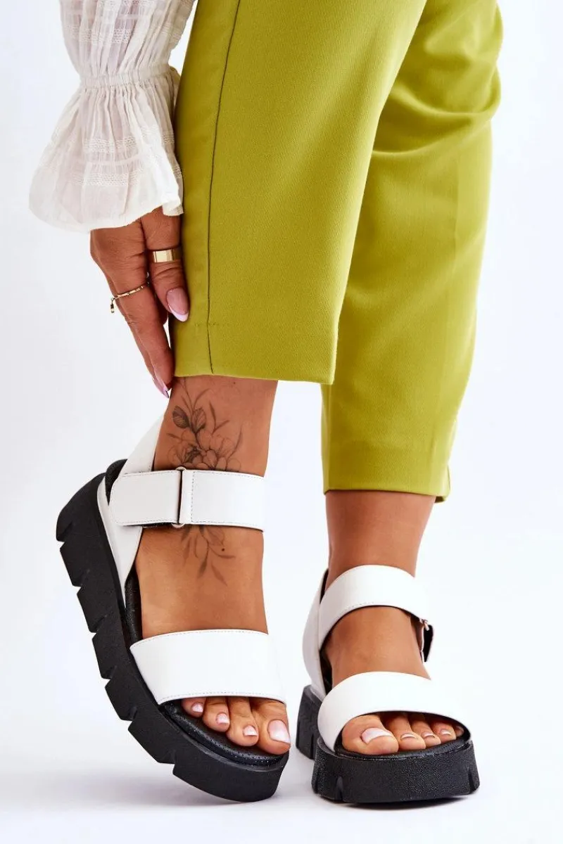 Sandały Na Koturnie>Buty damskie Vinceza Damskie Skórzane Sandały Na Platformie Białe Katte