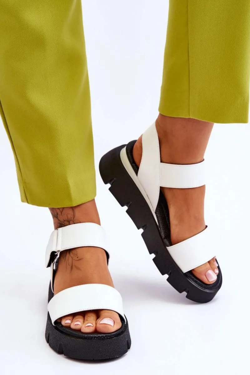 Sandały Na Koturnie>Buty damskie Vinceza Damskie Skórzane Sandały Na Platformie Białe Katte