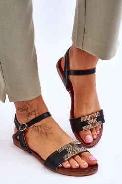 Best Damskie buty S.Barski Damskie Skórzane Sandały S.Barski KV-5541-37 Czarne