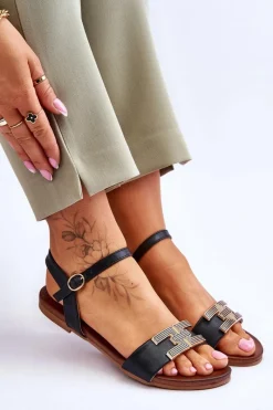 Best Damskie buty S.Barski Damskie Skórzane Sandały S.Barski KV-5541-37 Czarne