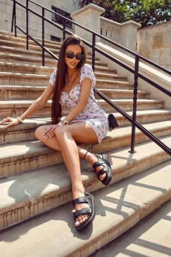 Best Damskie buty S.Barski Damskie Skórzane Sandały Z Ozdobą Czarne Elly