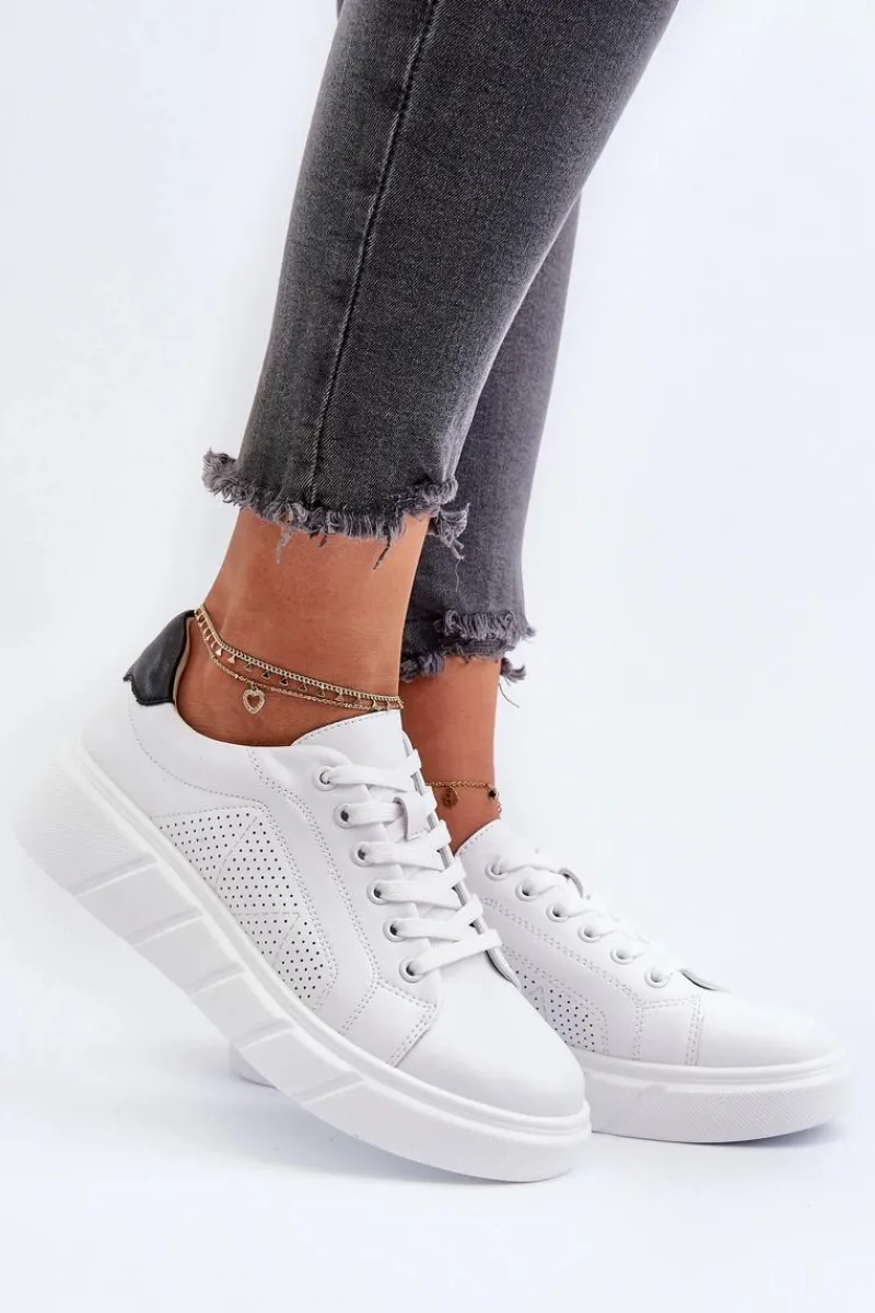 Online Evento Damskie Skórzane Sneakersy Na Platformie Białe Gatira