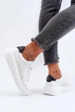 Online Evento Damskie Skórzane Sneakersy Na Platformie Białe Gatira