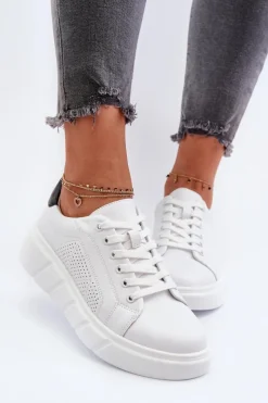 Online Evento Damskie Skórzane Sneakersy Na Platformie Białe Gatira