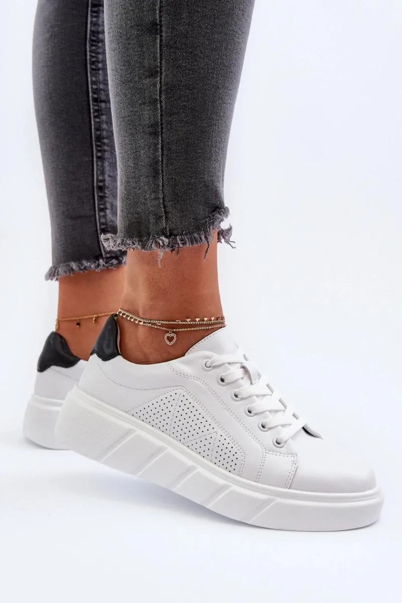 Online Evento Damskie Skórzane Sneakersy Na Platformie Białe Gatira