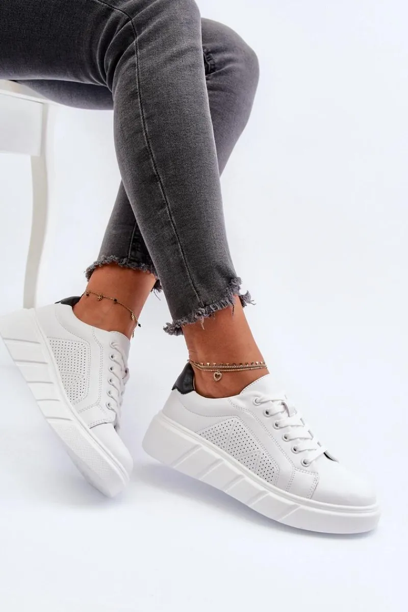 Online Evento Damskie Skórzane Sneakersy Na Platformie Białe Gatira