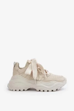 Buty Sportowe Na Platformie></noscript>CheBello Damskie Skórzane Sneakersy Beżowe 4583 Beżowy