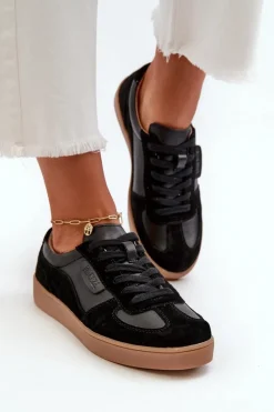 Sale Damskie Skórzane Sneakersy Czarne Vinceza 7333 Damskie Sneakersy Damskie