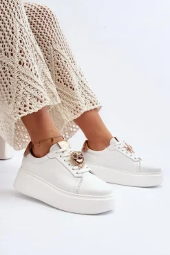 Best CheBello Damskie Skórzane Sneakersy 4411 Białe Biały