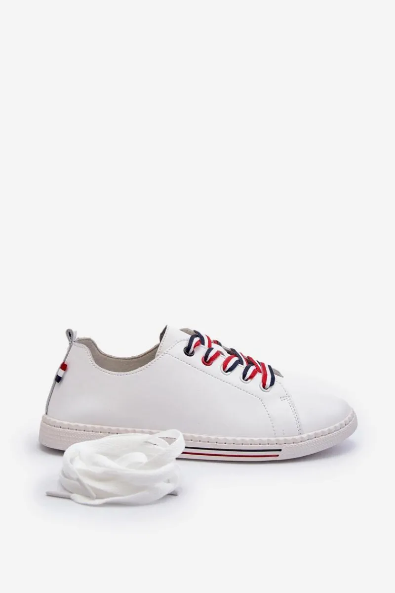 Sale Damskie Skórzane Tenisówki Białe Litzy Damskie Trampki Damskie Niskie