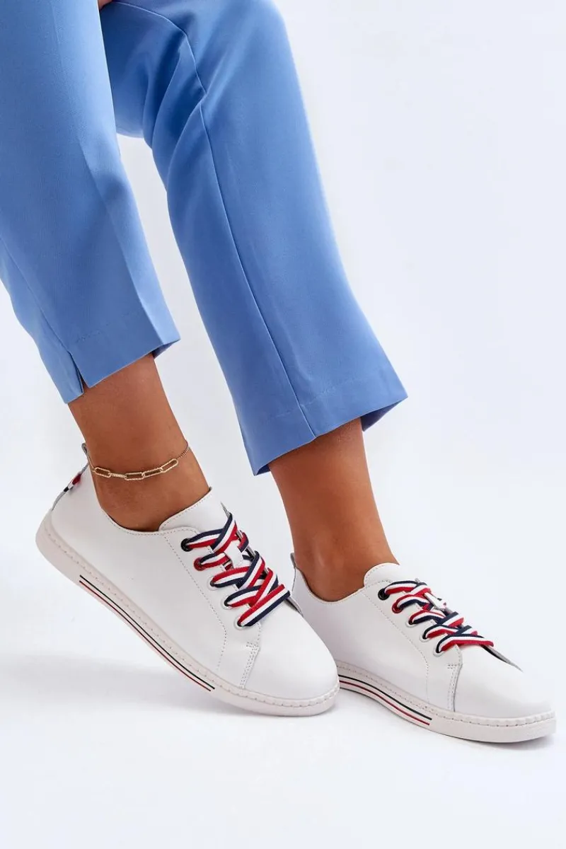 Sale Damskie Skórzane Tenisówki Białe Litzy Damskie Trampki Damskie Niskie