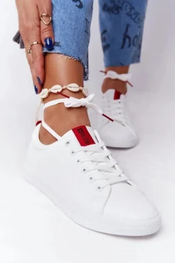 New Big Star Shoes Damskie Skórzane Tenisówki Z Tasiemką BIG STAR DD274685 Białe Biały