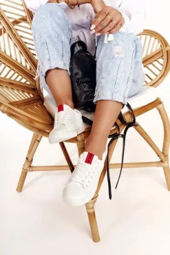 New Big Star Shoes Damskie Skórzane Tenisówki Z Tasiemką BIG STAR DD274685 Białe Biały