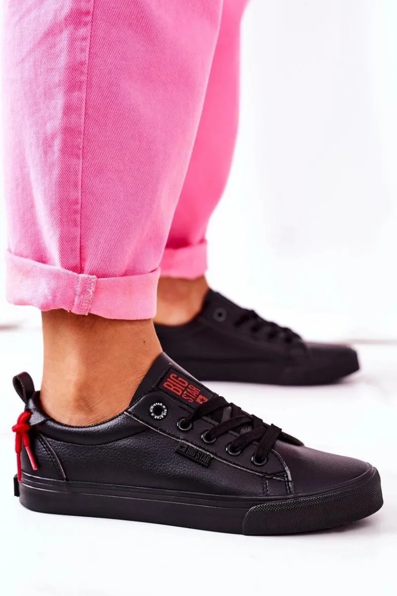 Trampki Damskie Big Star|Trampki Damskie Niskie>Big Star Shoes Damskie Skórzane Tenisówki BIG STAR GG274161 Czarne