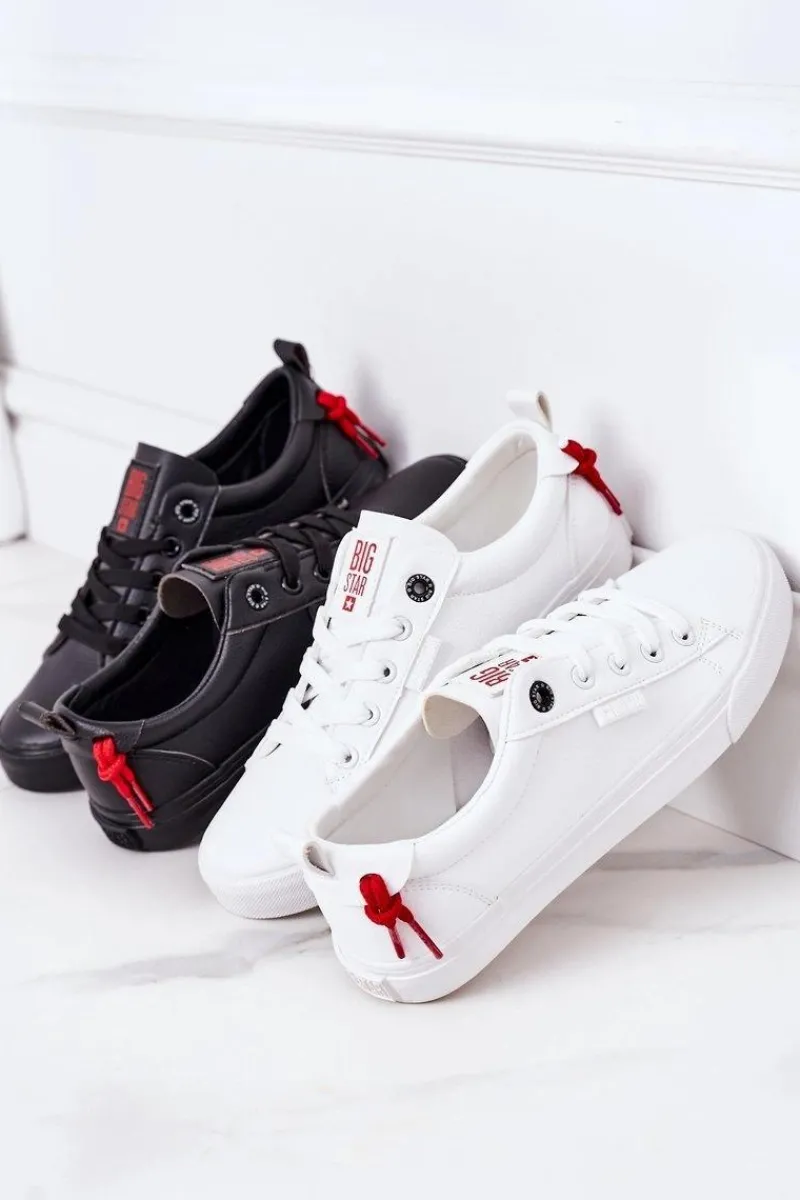 Trampki Damskie Big Star|Trampki Damskie Niskie>Big Star Shoes Damskie Skórzane Tenisówki BIG STAR GG274161 Czarne