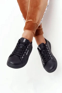 Big Star Shoes Damskie Skórzane Tenisówki BIG STAR DD274586 Czarno-Srebrne