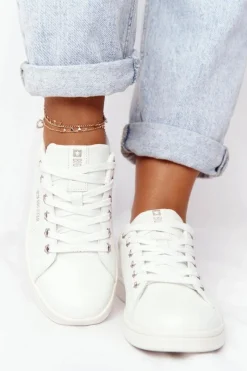Big Star Shoes Damskie Skórzane Tenisówki BIG STAR DD274583 Biało-Miedziane