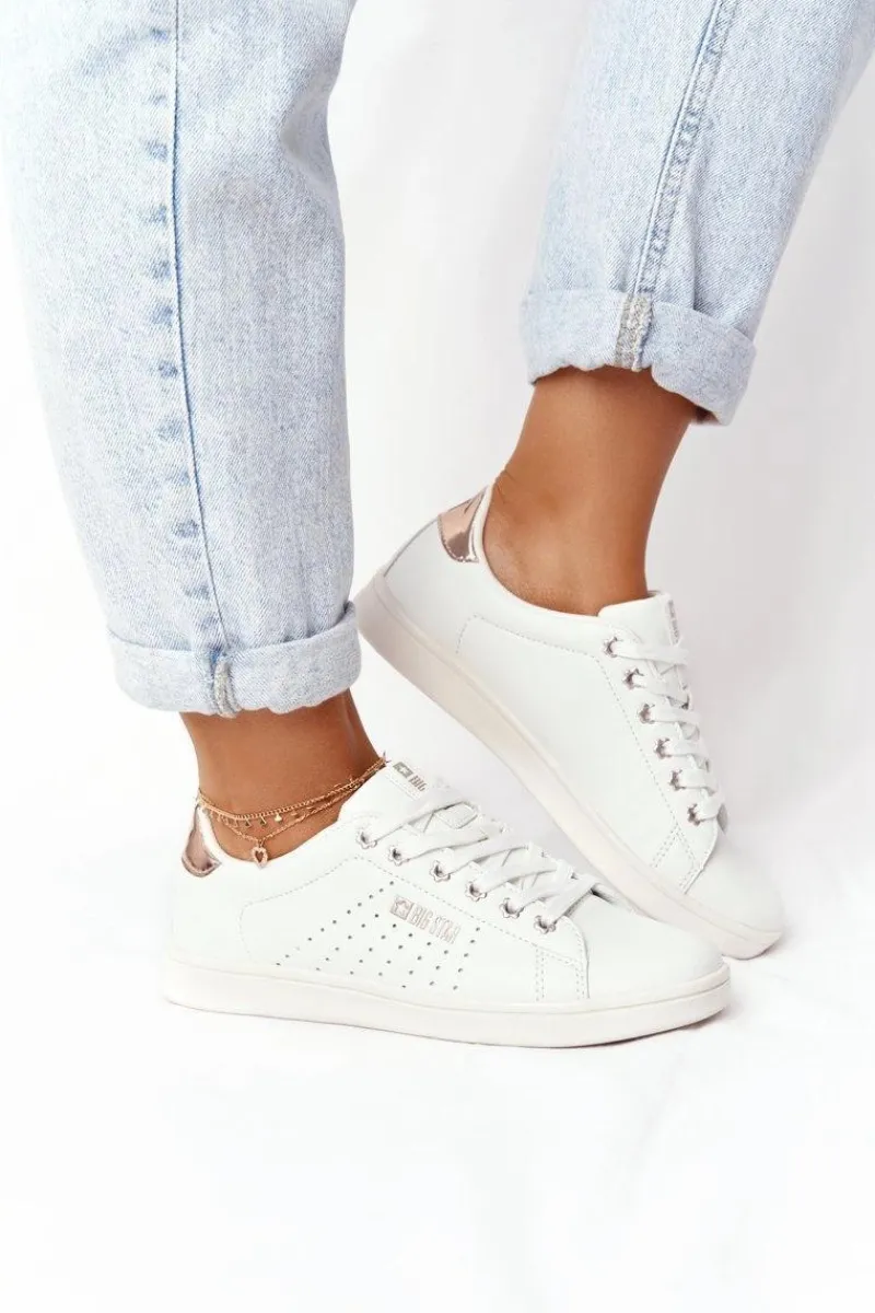 Big Star Shoes Damskie Skórzane Tenisówki BIG STAR DD274583 Biało-Miedziane