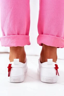 Damskie Skórzane Tenisówki BIG STAR GG274160 Białe Damskie Trampki Damskie Big Star|Trampki Damskie Niskie