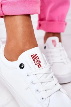 Damskie Skórzane Tenisówki BIG STAR GG274160 Białe Damskie Trampki Damskie Big Star|Trampki Damskie Niskie