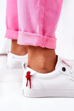 Damskie Skórzane Tenisówki BIG STAR GG274160 Białe Damskie Trampki Damskie Big Star|Trampki Damskie Niskie