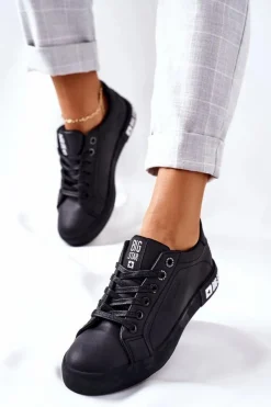 Big Star Shoes Damskie Skórzane Tenisówki BIG STAR II274030 Czarne