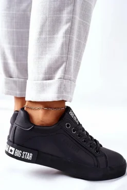 Big Star Shoes Damskie Skórzane Tenisówki BIG STAR II274030 Czarne