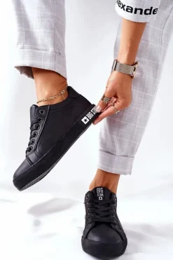 Big Star Shoes Damskie Skórzane Tenisówki BIG STAR II274030 Czarne