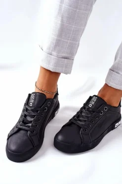 Big Star Shoes Damskie Skórzane Tenisówki BIG STAR II274030 Czarne