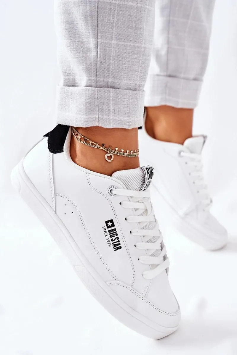 Trampki Damskie Big Star|Trampki Damskie Niskie>Big Star Shoes Damskie Skórzane Tenisówki Memory Foam BIG STAR II274319 Białe