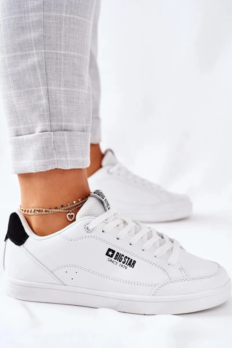 Trampki Damskie Big Star|Trampki Damskie Niskie>Big Star Shoes Damskie Skórzane Tenisówki Memory Foam BIG STAR II274319 Białe