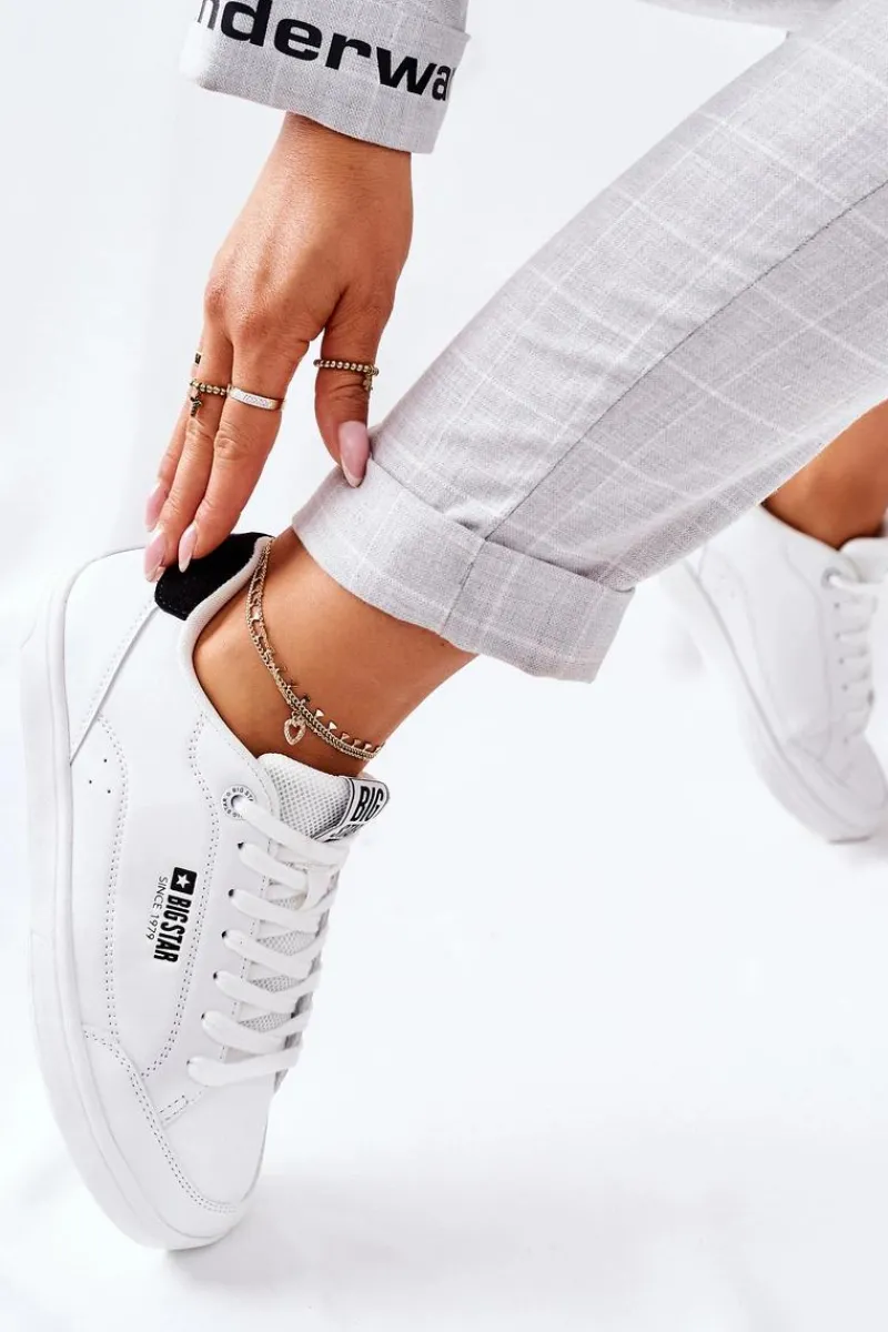 Trampki Damskie Big Star|Trampki Damskie Niskie>Big Star Shoes Damskie Skórzane Tenisówki Memory Foam BIG STAR II274319 Białe