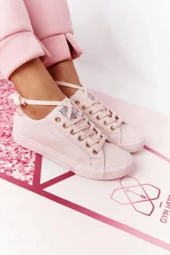 Hot Damskie Skórzane Tenisówki HH2R4004C Różowe Damskie Trampki Damskie Niskie