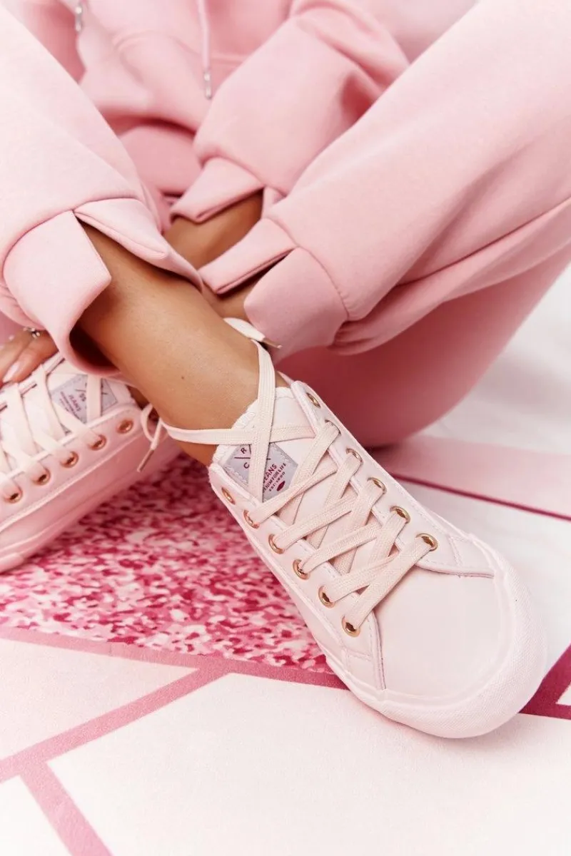 Hot Damskie Skórzane Tenisówki HH2R4004C Różowe Damskie Trampki Damskie Niskie