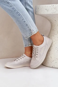 Discount Damskie Skórzane Tenisówki Szare Cloesa Damskie Trampki Damskie Niskie