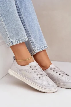 Discount Damskie Skórzane Tenisówki Szare Cloesa Damskie Trampki Damskie Niskie