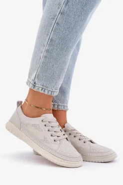 Discount Damskie Skórzane Tenisówki Szare Cloesa Damskie Trampki Damskie Niskie